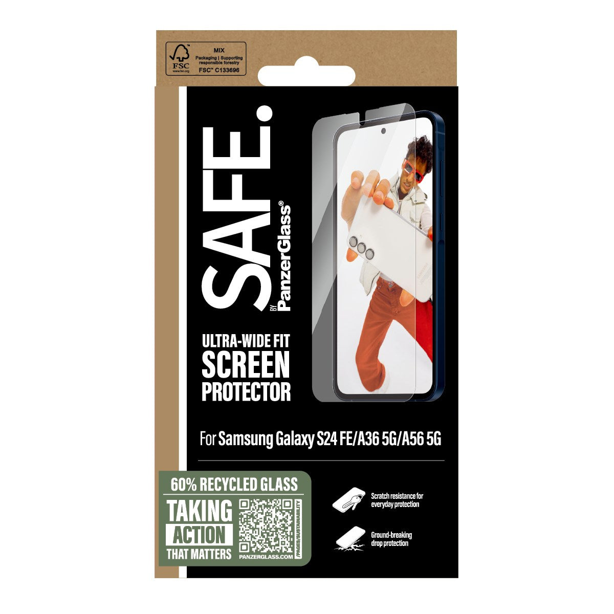 SAFE. by PanzerGlass® Displayschutz Samsung Galaxy S24 FE | A36 5G | A56 5G | Ultra-Wide Fit